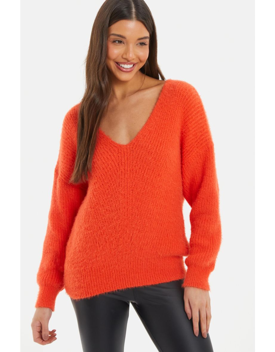 Orange on sale fluffy jumper