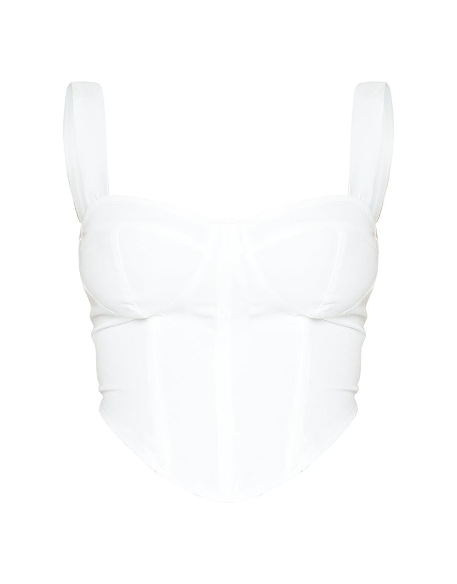 Shape White Woven Corset Crop Top - 4