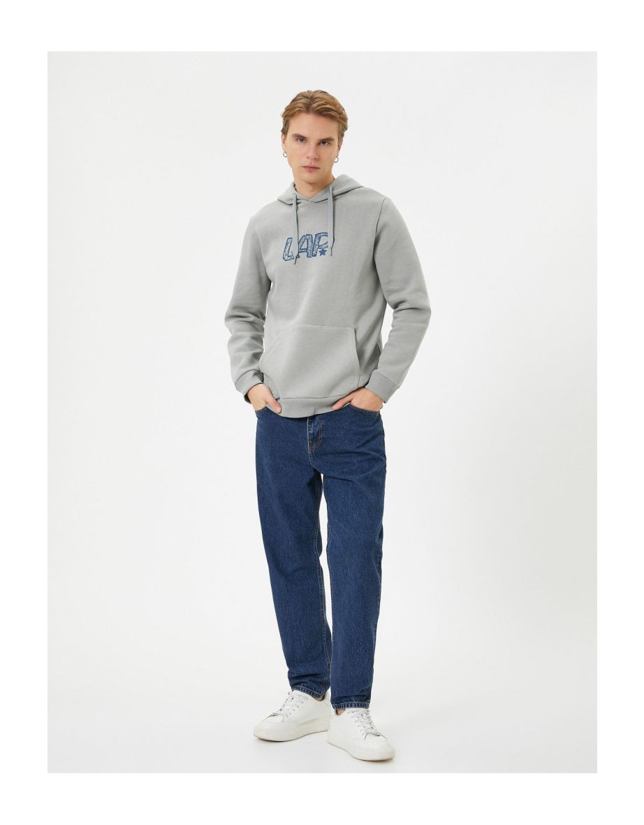 Back Printed Hoodie City Theme Kangaroo Pocket Detail