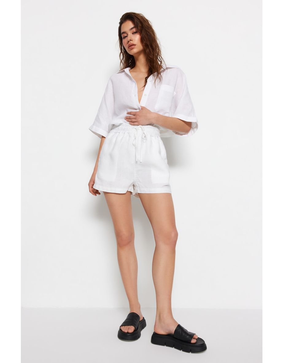 Shorts - White - High Waist