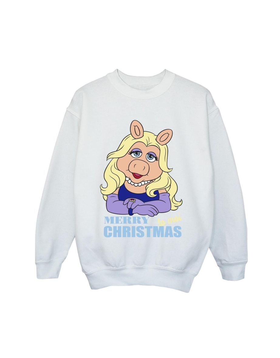 Disney Boys Muppets Miss Piggy Queen of Holidays Sweatshirt - White - 1