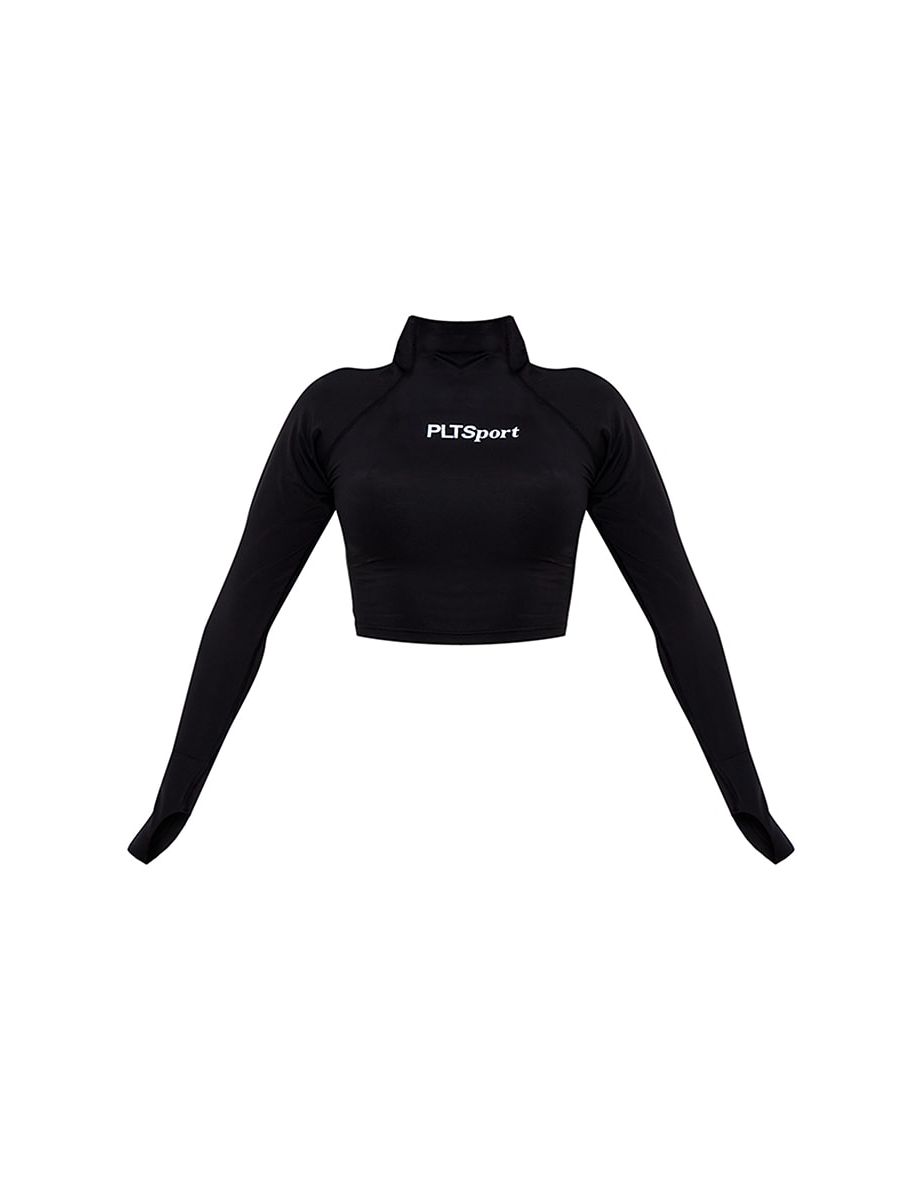 Black Soft Touch High Neck Gym Top - 4
