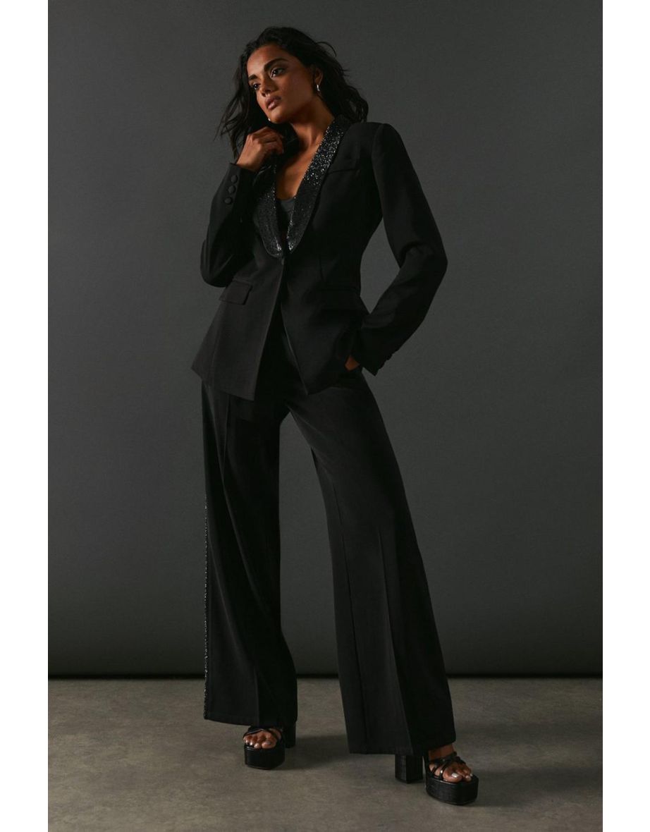 Hotfix Side Panel Wide Leg Tailored Trouser - 3