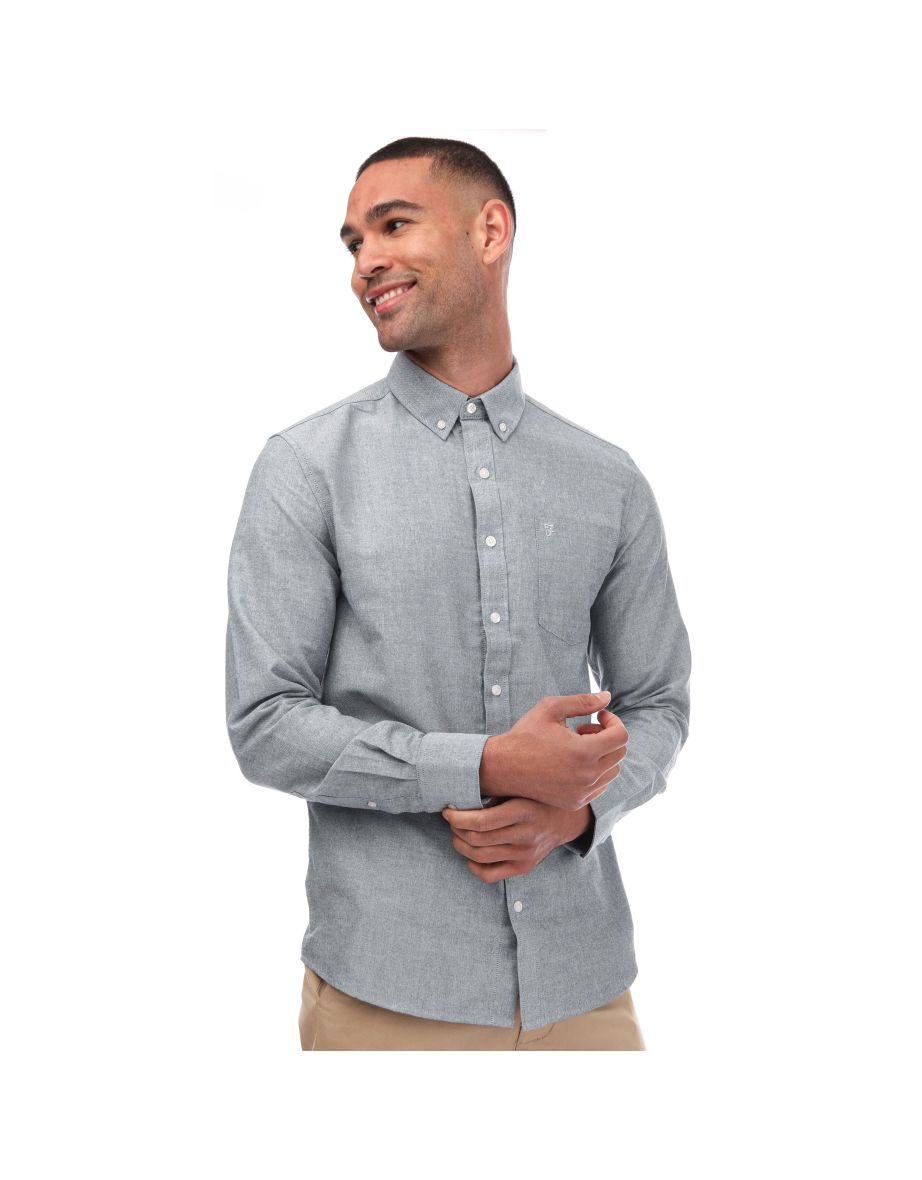 Men's Farah Drayton Long Sleeve Polo Shirt in Blue - 3