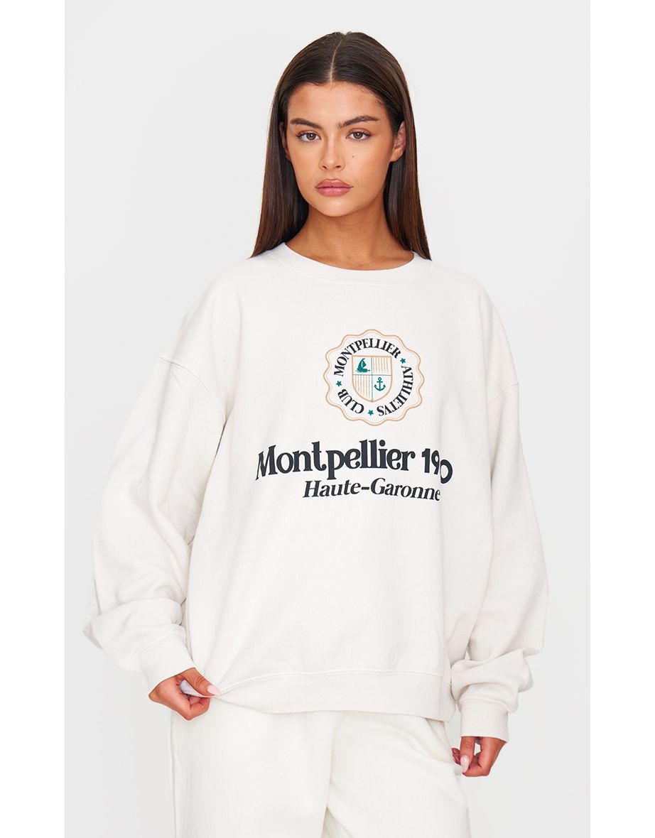 Cream Montpellier Printed Sweatshirt