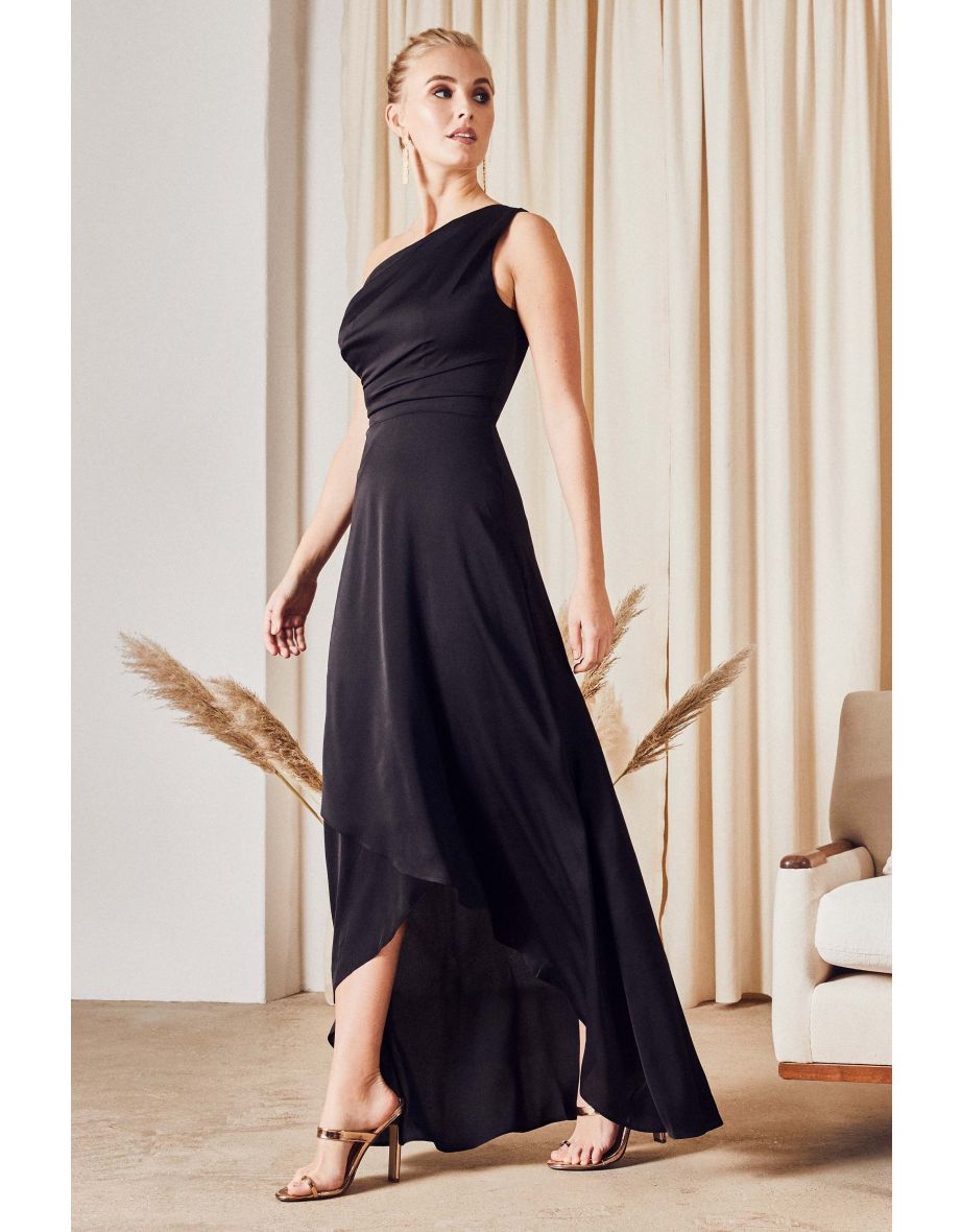 TFNC Delali One Shoulder Black Maxi Dress - 7