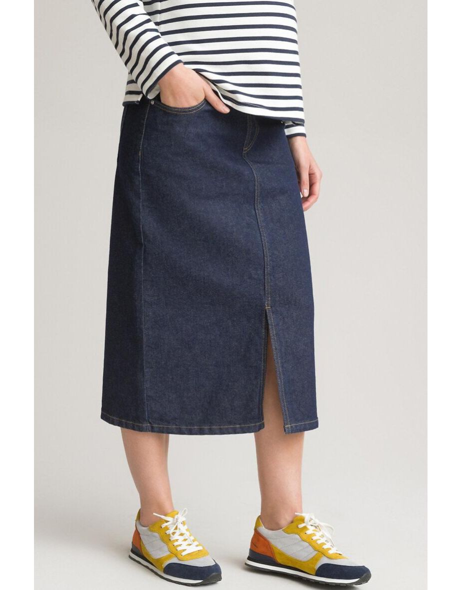 Denim Straight Maternity Skirt in Organic Cotton