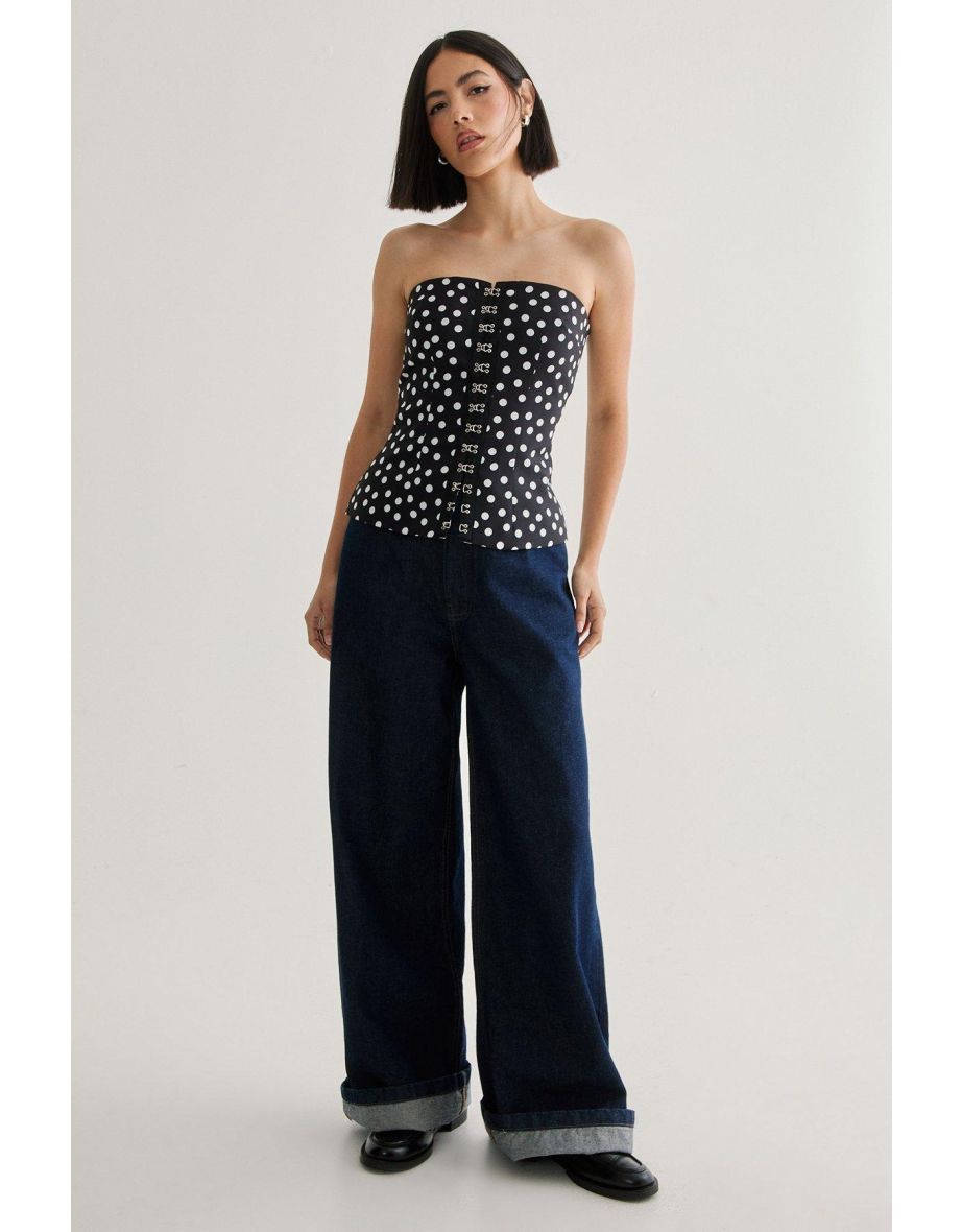 Spot Print Tailored Bustier Top