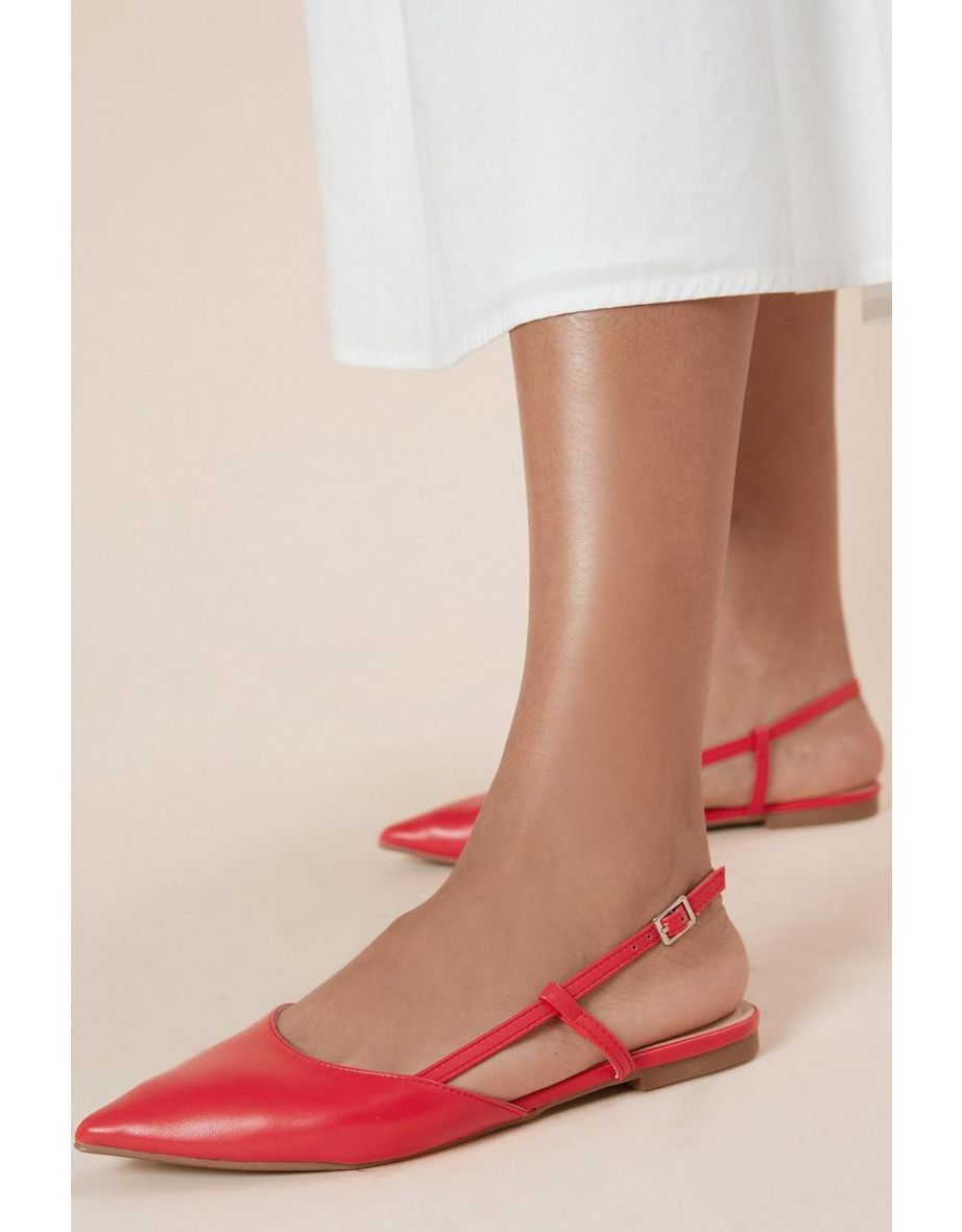 Briony Faux Leather Comfort Sock Pointed Slingback Flat Shoes - 3