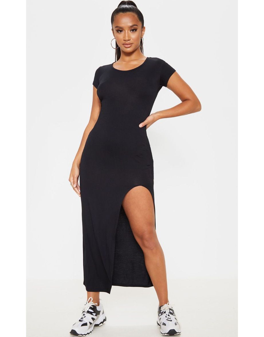 black jersey t shirt dress