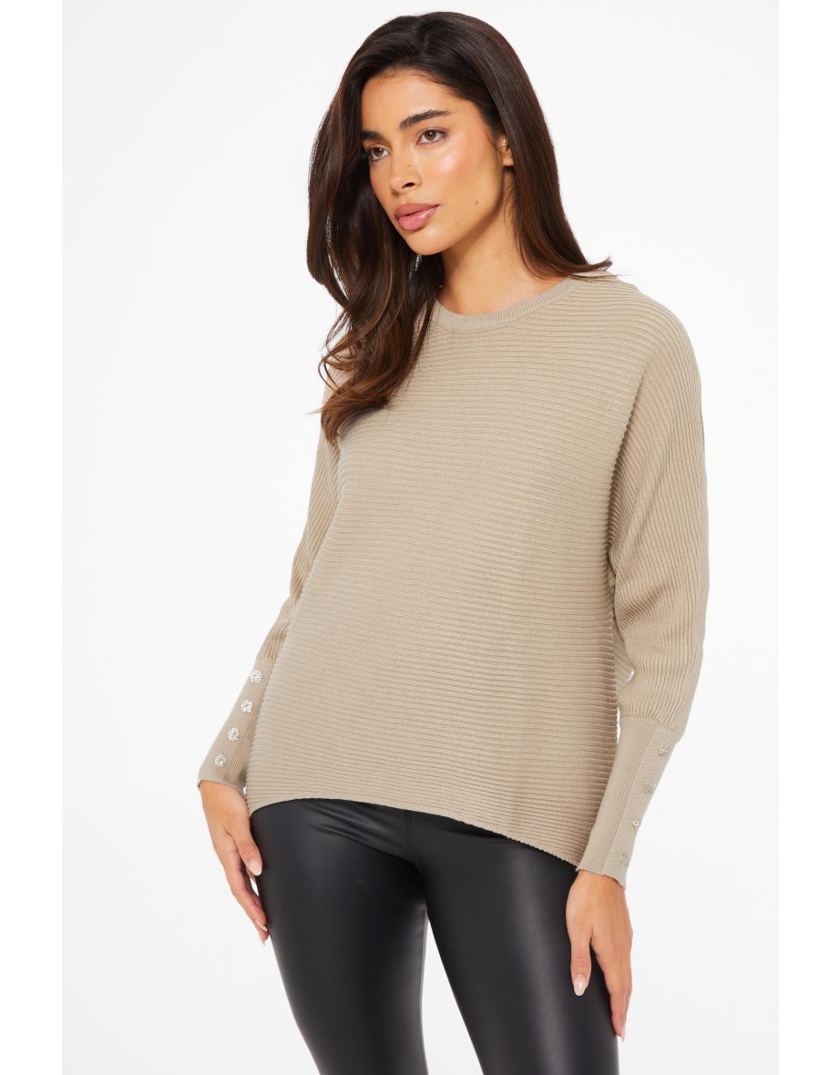 Stone Light Knit Buttoned Jumper