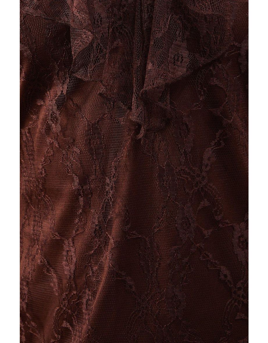 Lace V Neck Ruffle Dress - 3