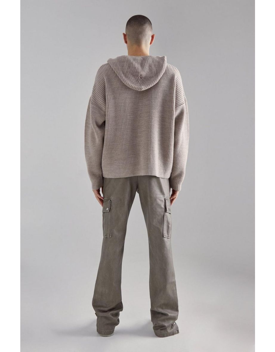 Boxy Knitted Ribbed Hoodie