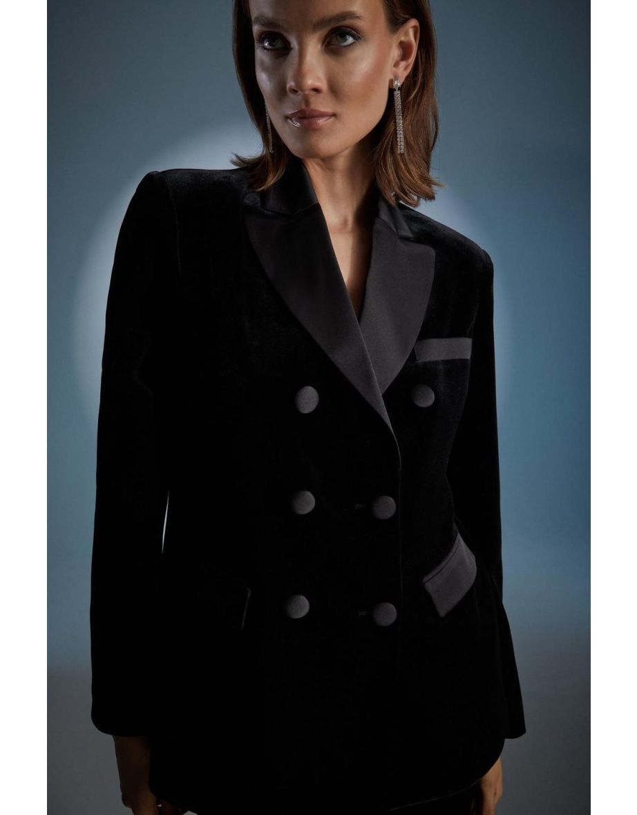 Premium Velvet Double Breasted Blazer