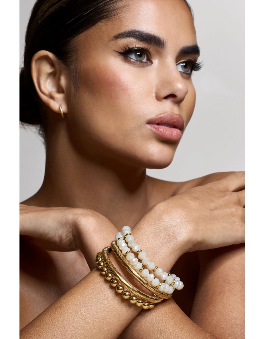 The Sum Of Us | Gold Beaded Bracelet Stack - 4