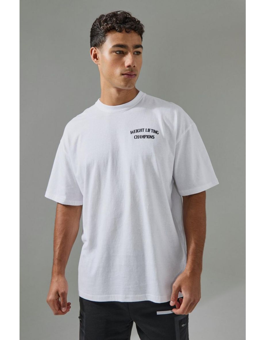 Man Active Weight Lifting Oversized T-shirt - white - 2