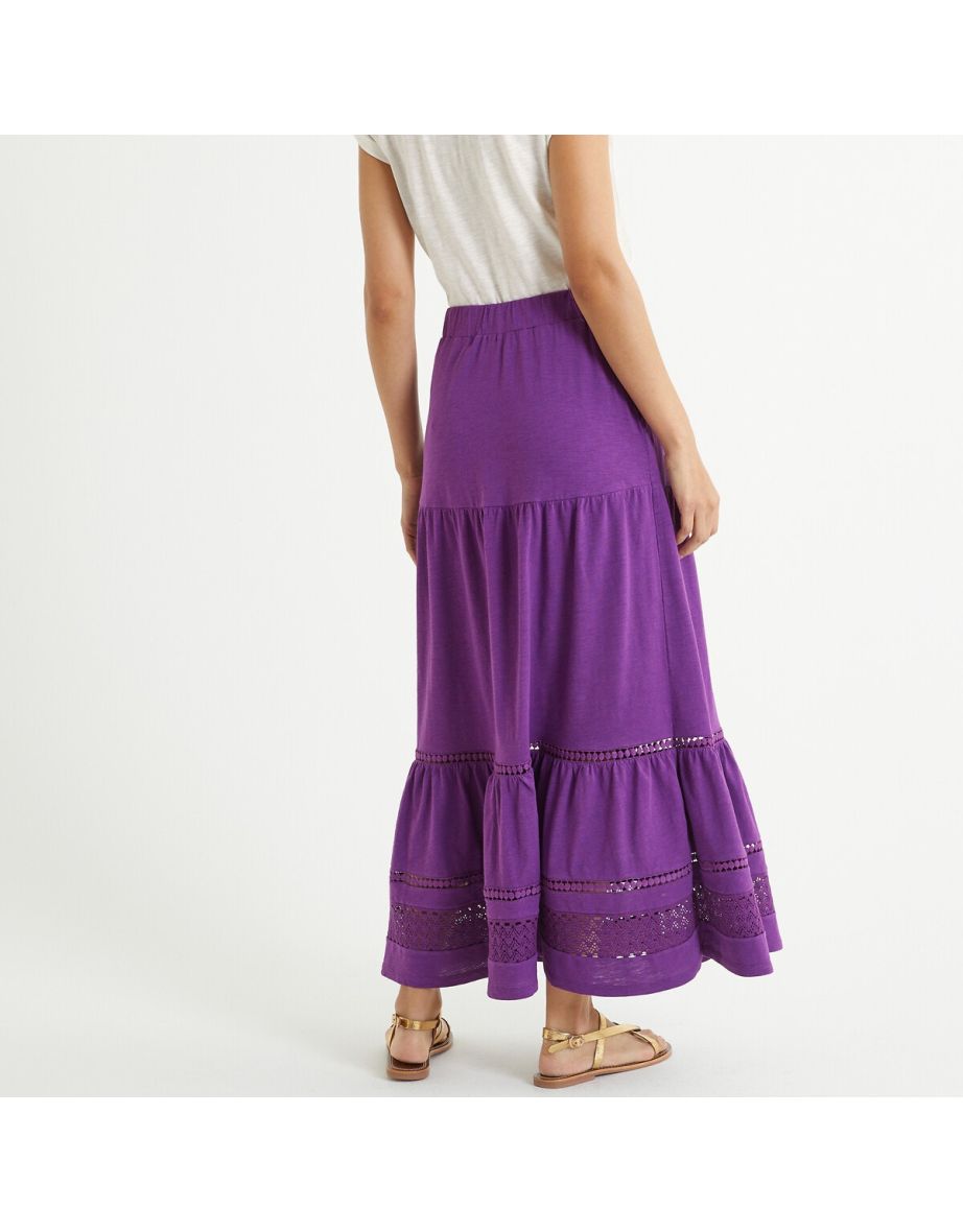 Tiered Cotton Maxi Skirt with Ruffled Hem - 3