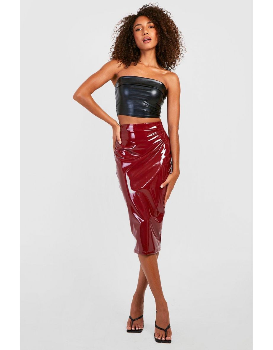 Burgundy vinyl outlet skirt