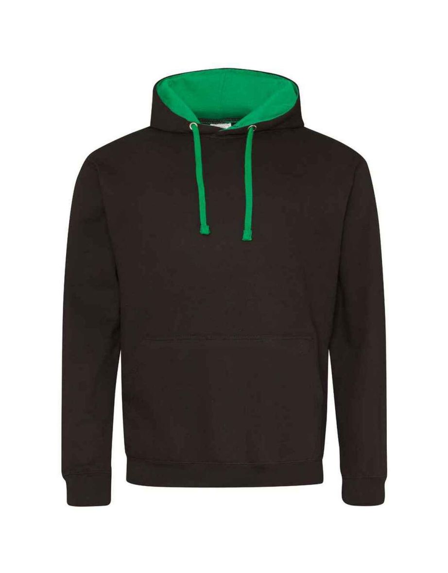 Awdis Womens/Ladies Varsity Hoodie - Jet Black/Kelly Green