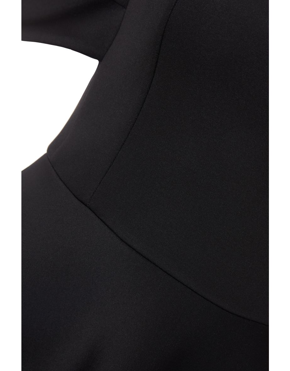 Petite Black Bardot Midi Skater Dress - 5