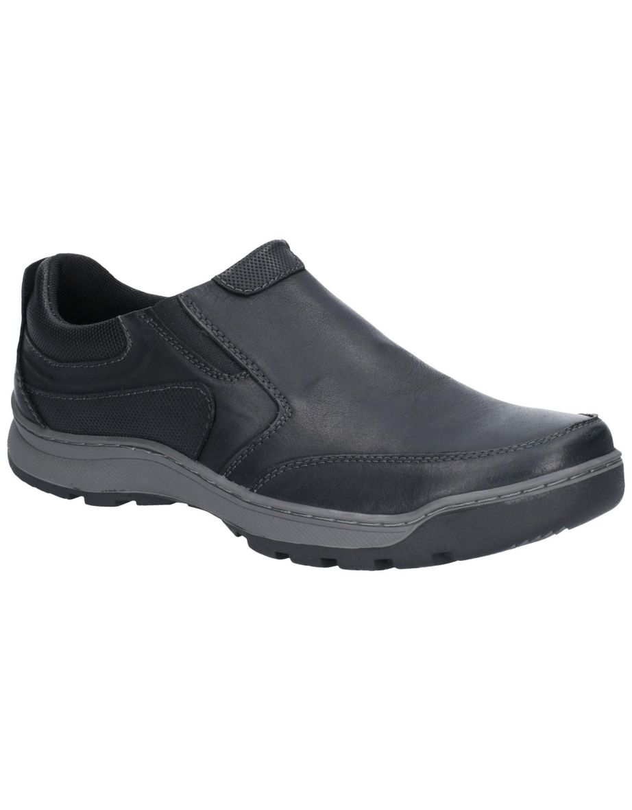 Hush Puppies Mens Jasper Slip On Leather Shoes - Black