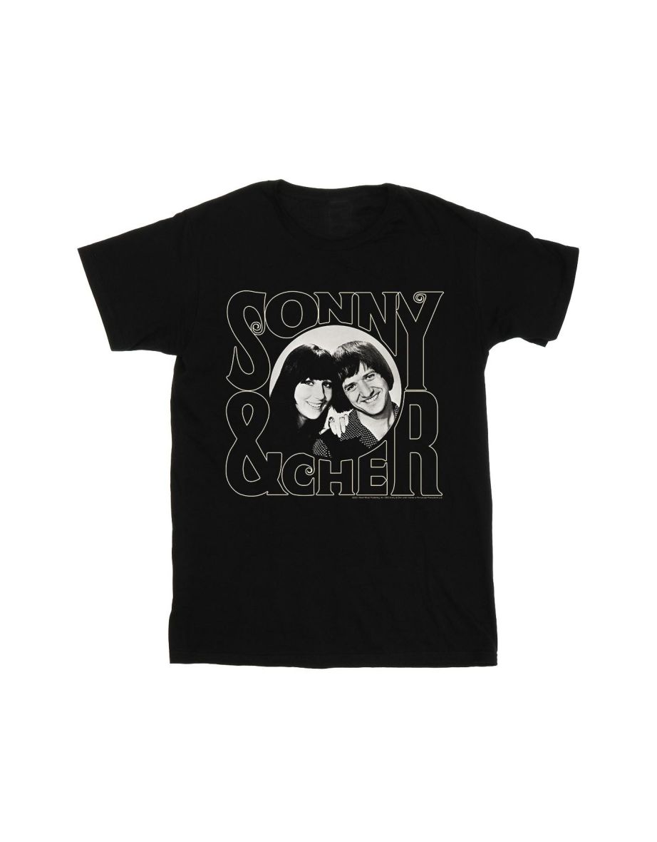 Sonny & Cher Mens Circle Photo T-Shirt - Black