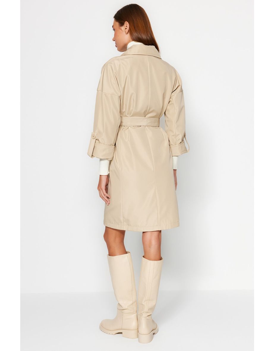 Trench Coat - Beige - Double-breasted - 5