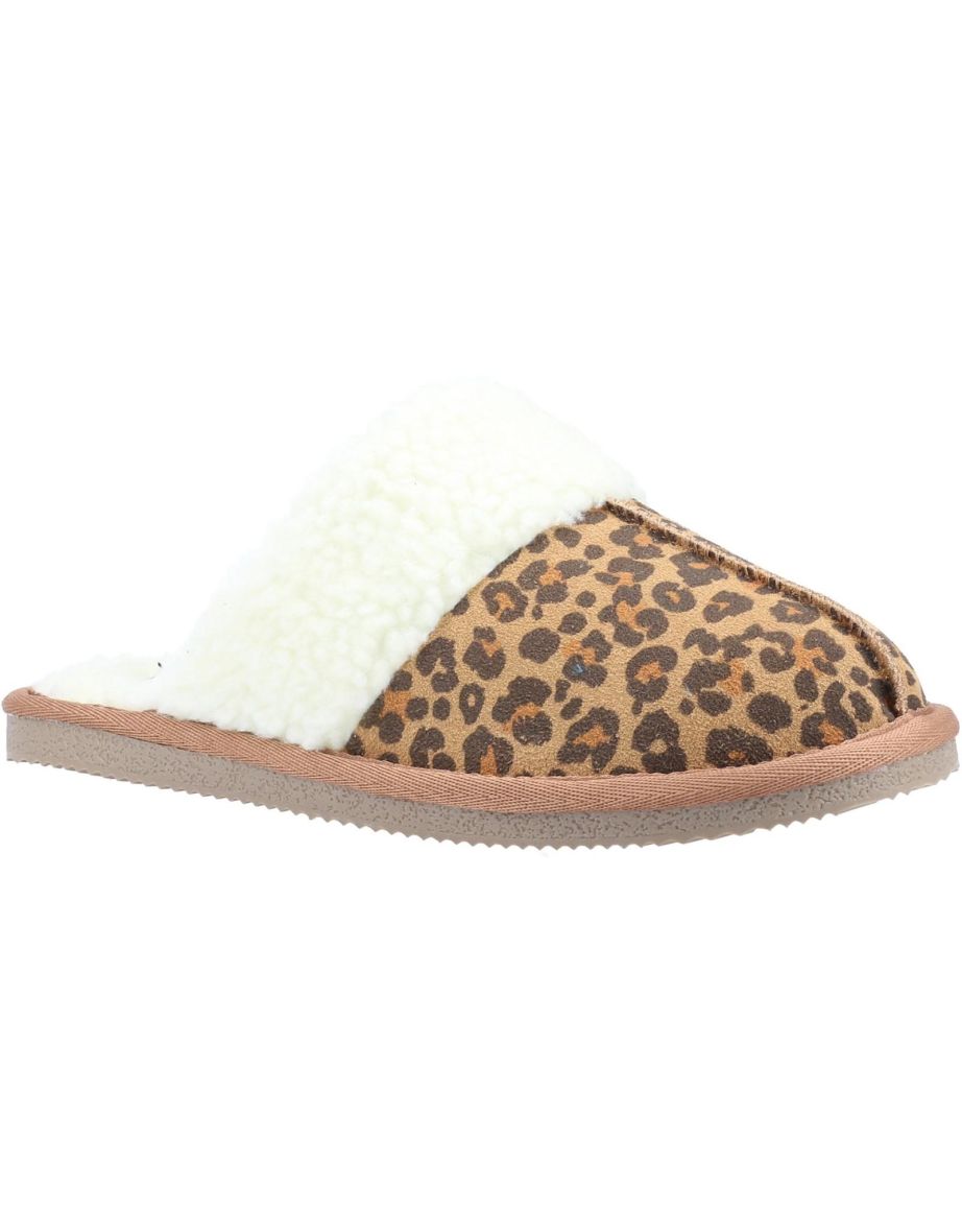 Shop Hush Puppies Womens Ladies Arianna Leopard Print Suede Slippers Brown White Online in Kazakhstan VogaCloset