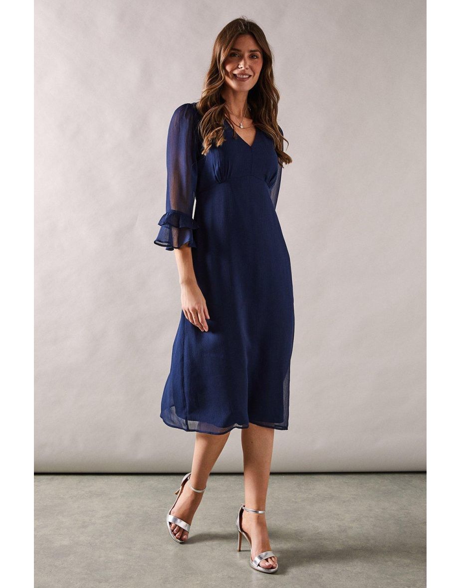 Flute Sleeve Midi Dress