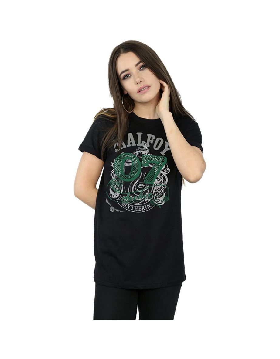 Harry Potter Womens/Ladies Seeker Draco Malfoy Cotton Boyfriend T-Shirt - Black