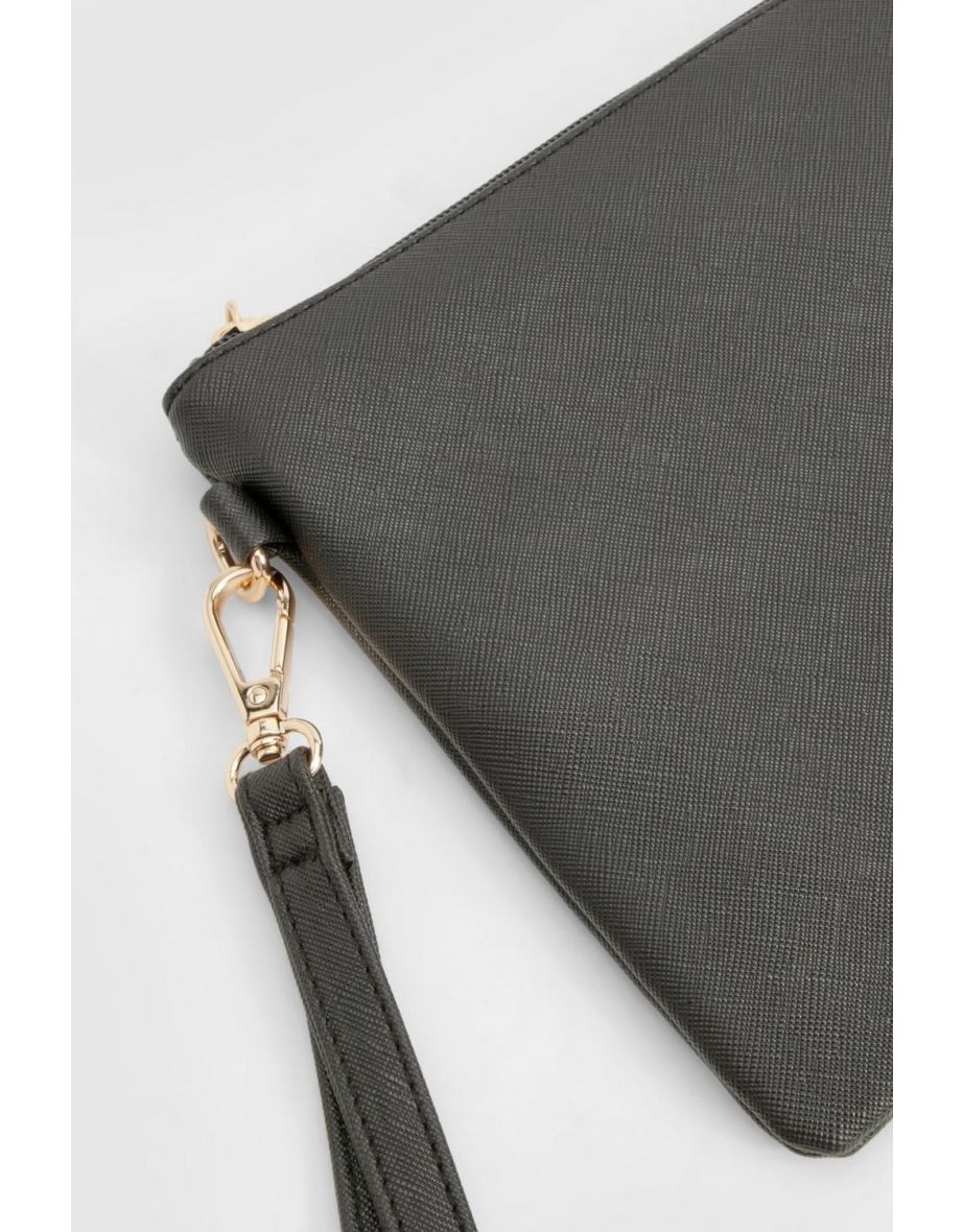 Basic Zip Top Clutch Bag - black - 3