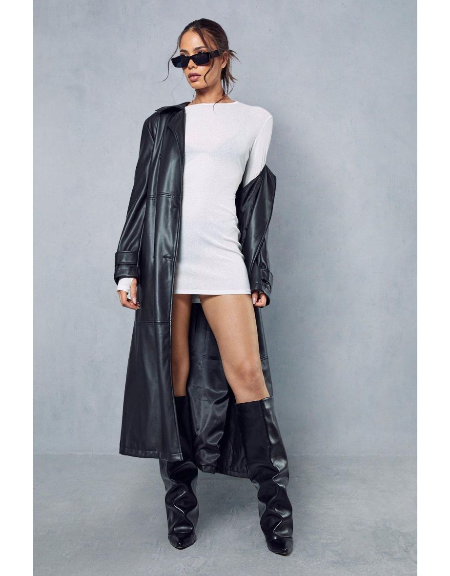 Sheer Jersey Long Sleeve Mini Dress