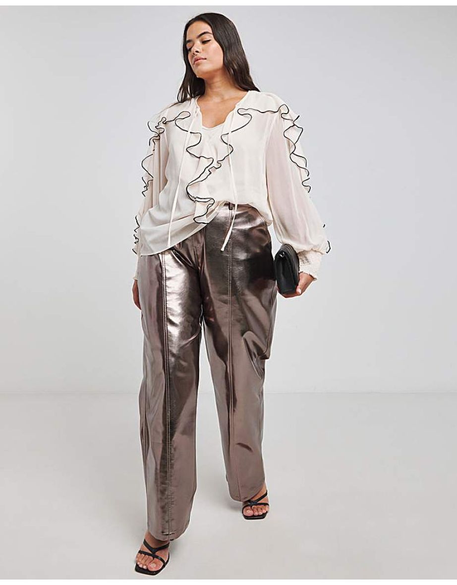 Joanna Hope Crinkle Ruffle Blouse