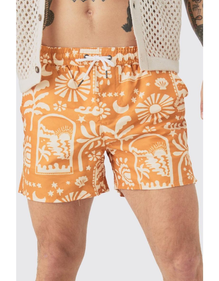 Mid Length Moroccan Swim Short - brown - 2
