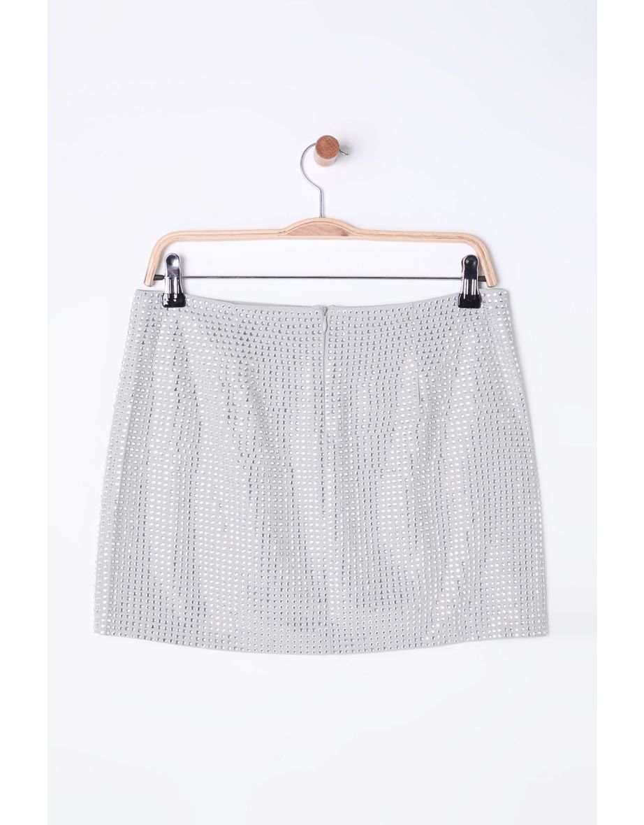 Limited Edition Anthracite Stone Printed Short Skirt - 6