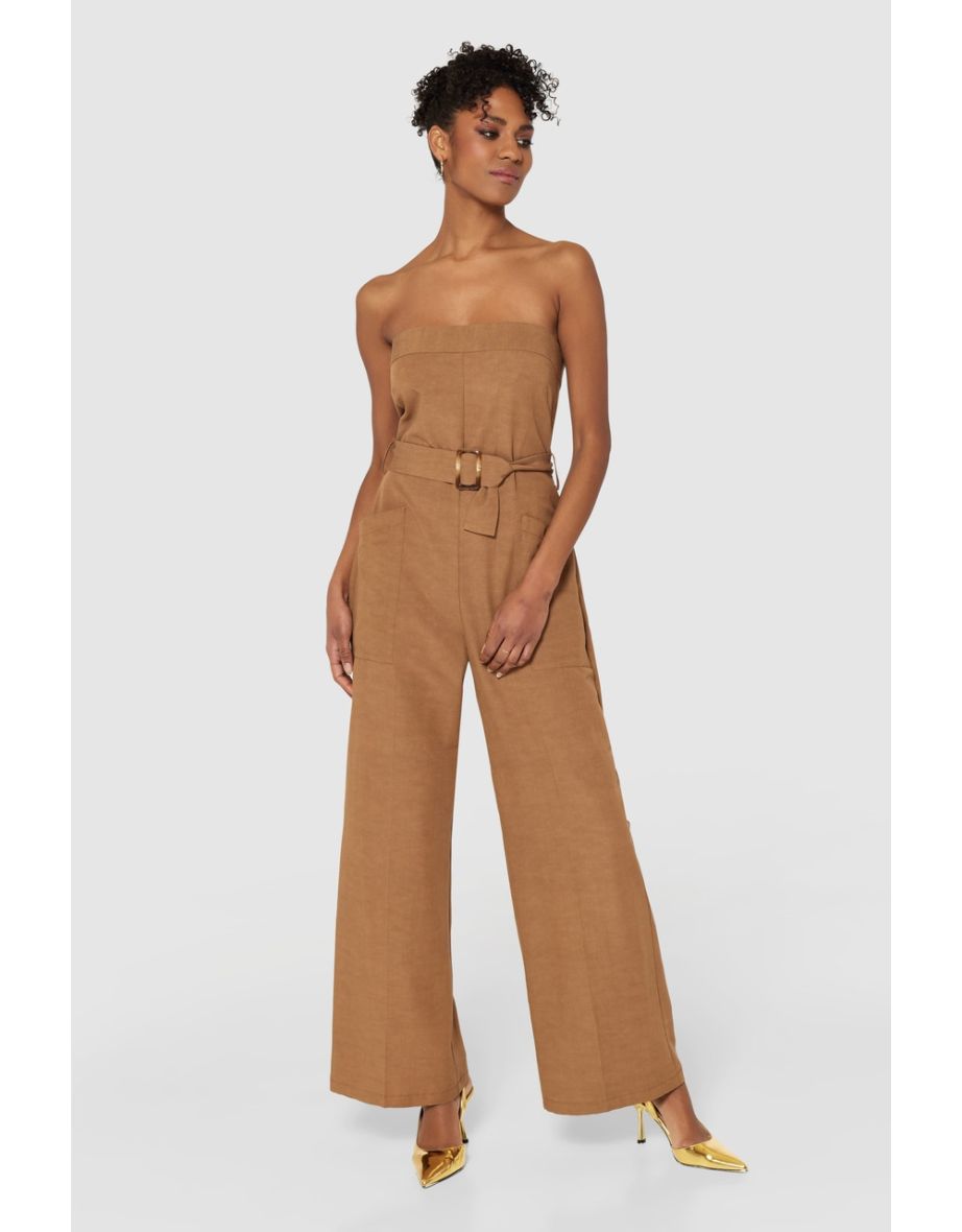 Closet London Brown Strapless Jumpsuit - 4