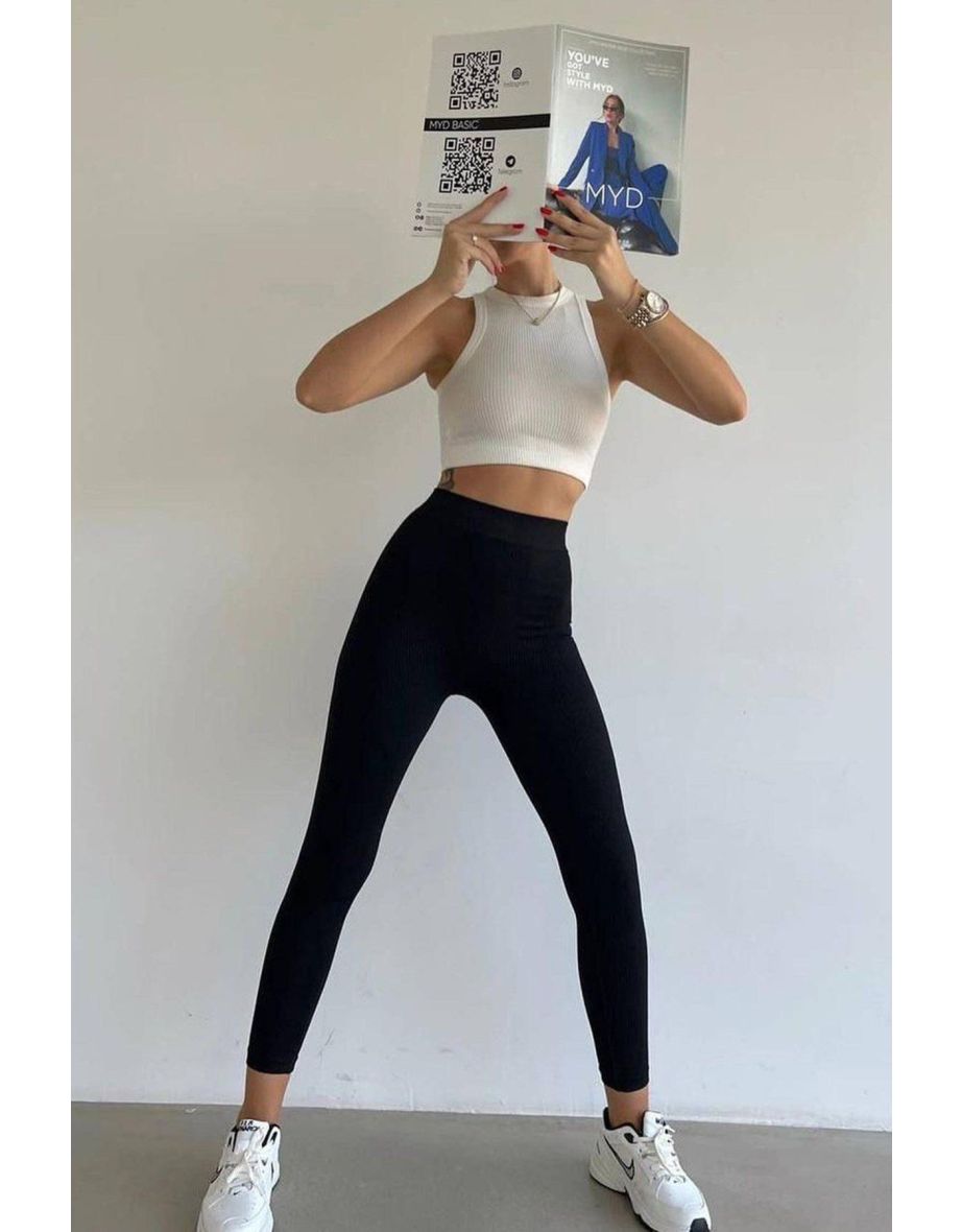 Black High Waist Women's Corduroy Leggings