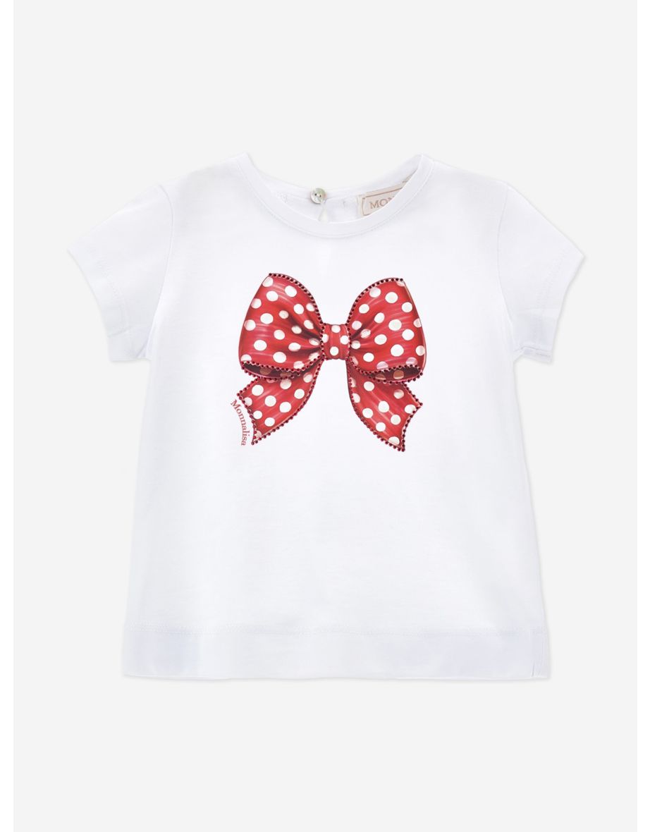 Baby Girls Bow Print T-Shirt in White