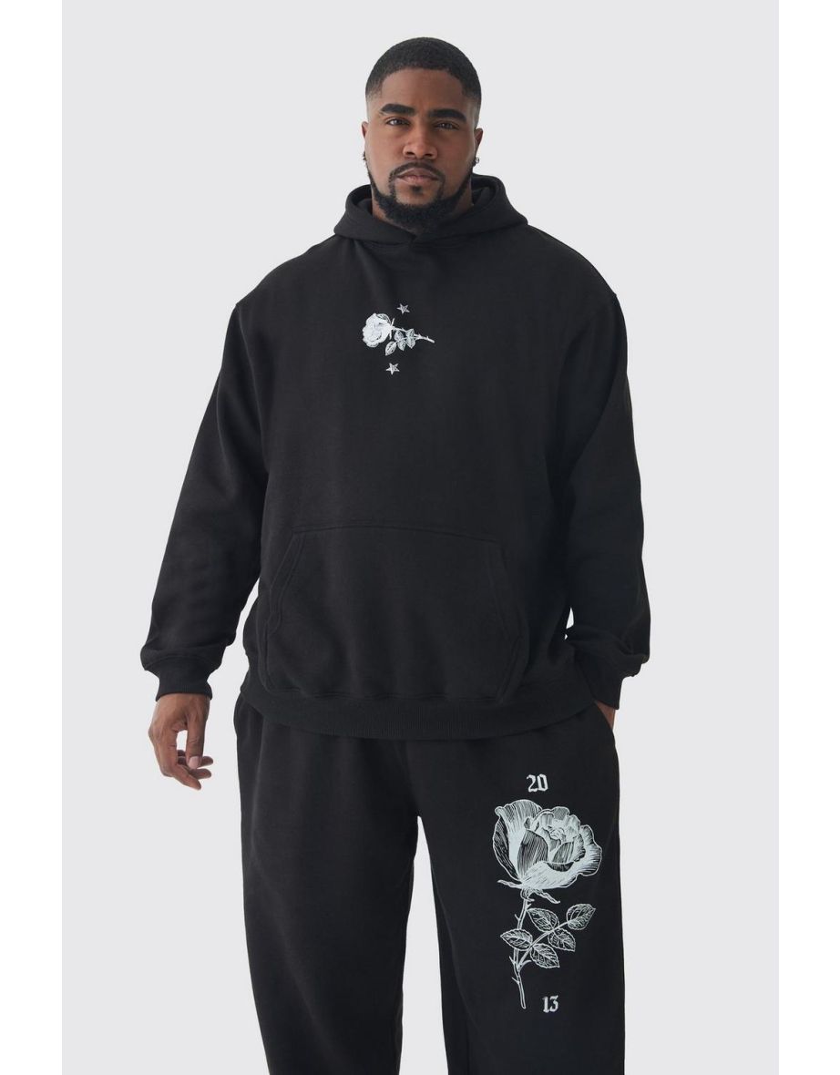 Plus Pour Homme Rose Print Tracksuit - black - 2