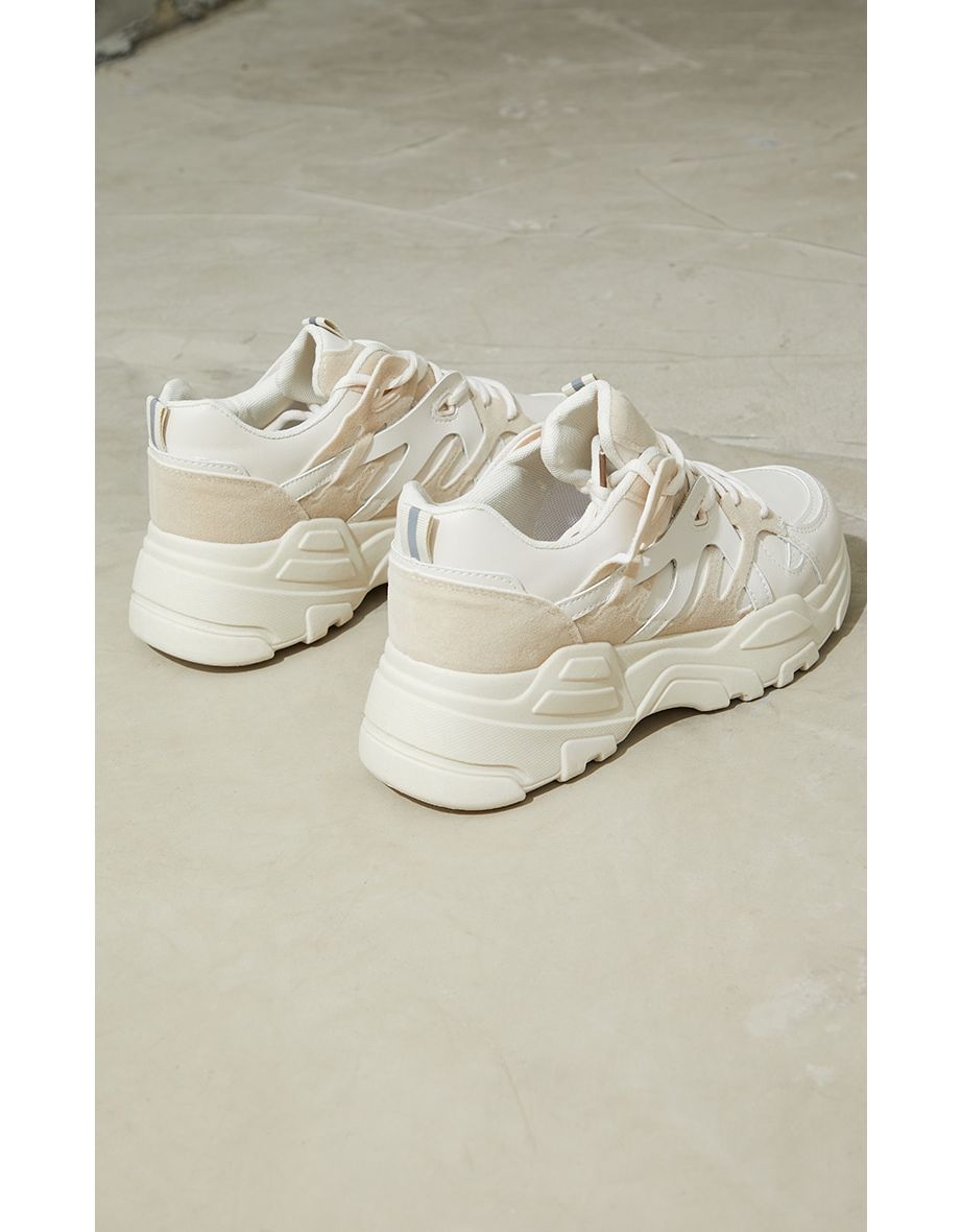 Stone Chunky Panelled Trainers - 3