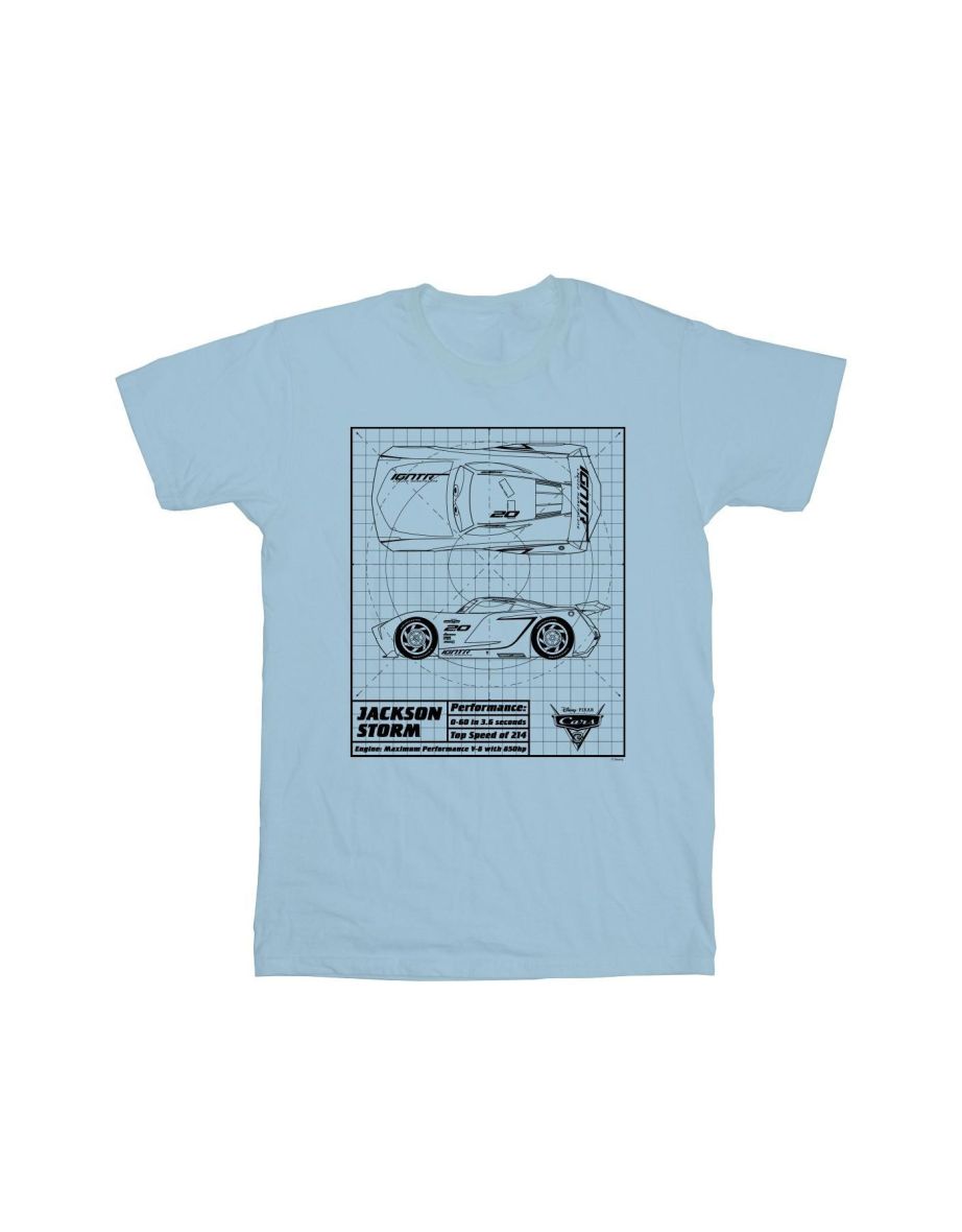 Disney Boys Cars Jackson Storm Blueprint T-Shirt - Baby Blue