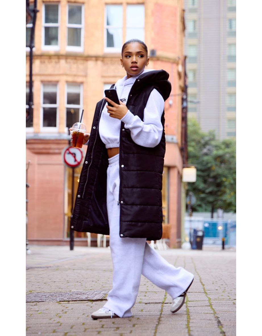 Black Longline Puffer Gilet