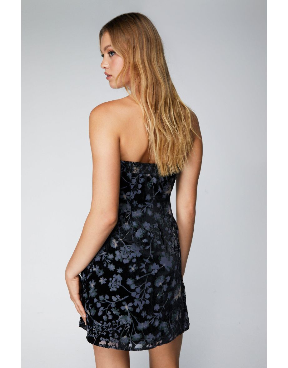 Floral Devore Bandeau Mini Dress - 3