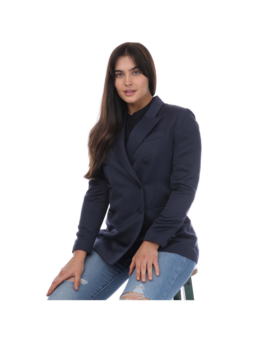 Women's Ted Baker Seraph Double Breasted Satin Boyfriend Blazer in Blue - 3