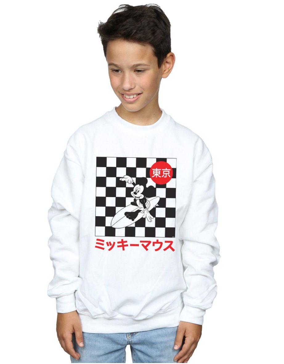 Disney Boys Mickey Mouse Surfing Sweatshirt - White