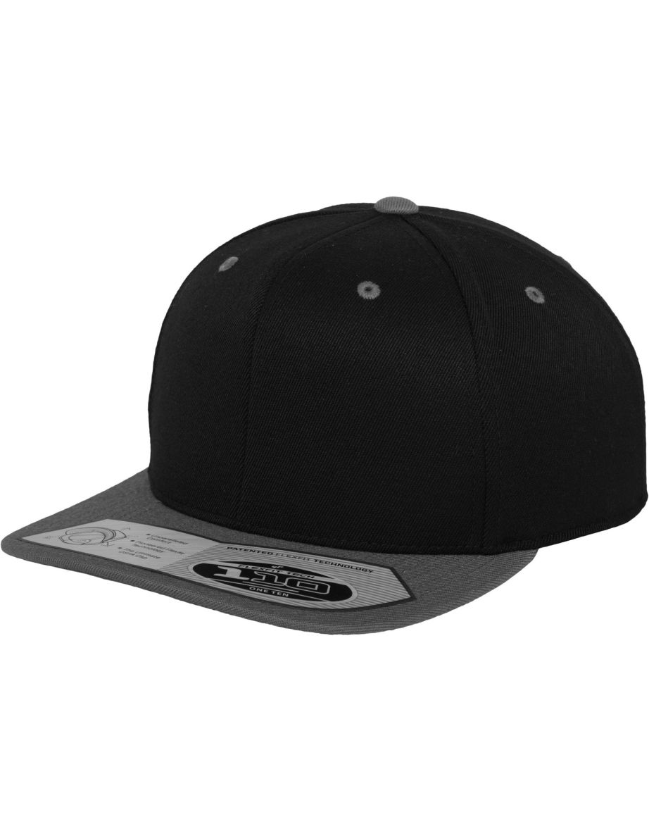 Yupoong Flexfit Unisex 110 Plain Fitted Snapback Cap - Black/Grey