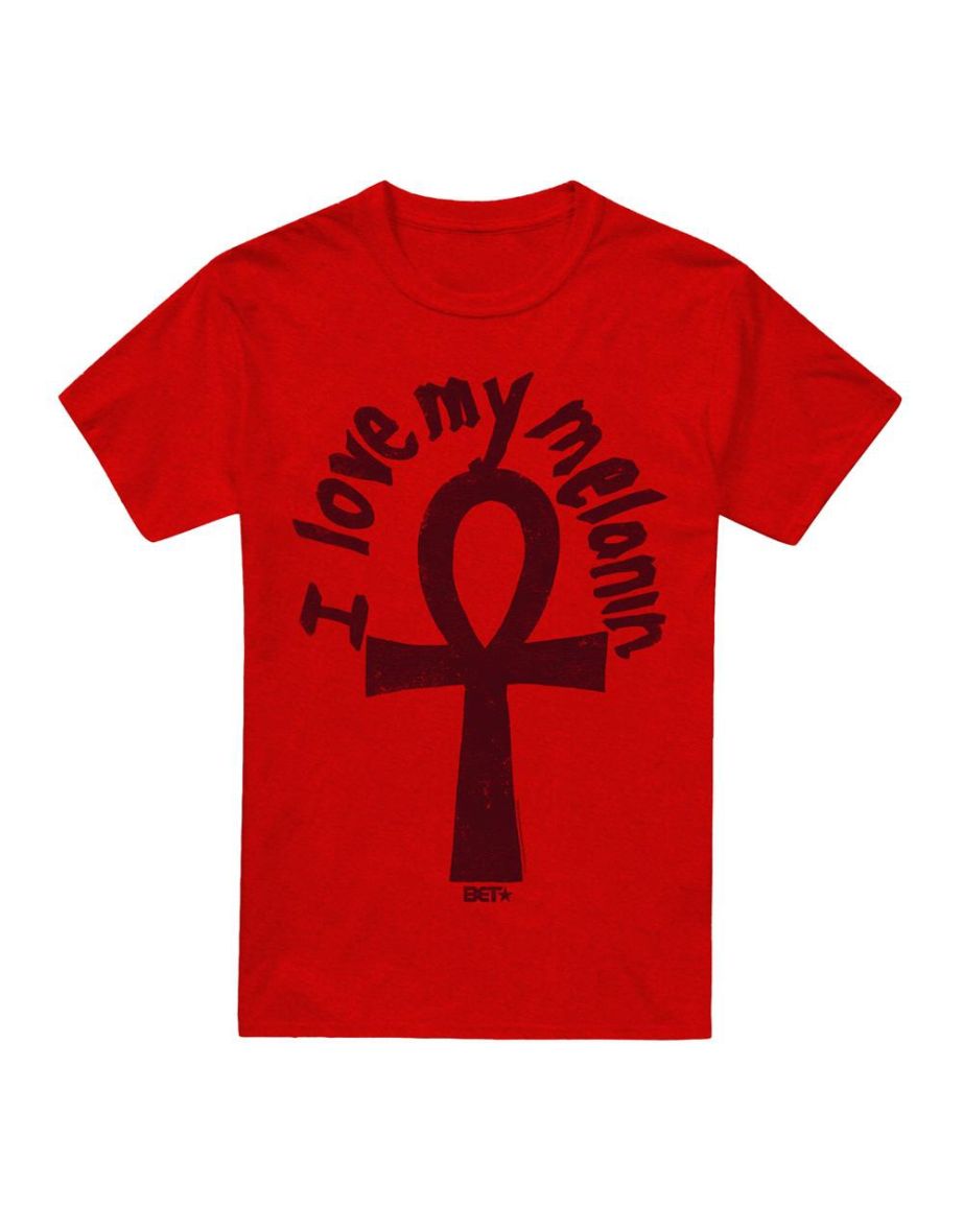 BET Unisex Adult I Love My Melanin T-Shirt - Red