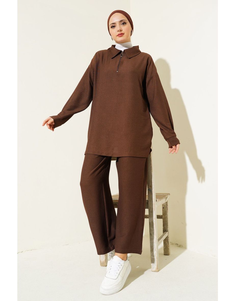 Wide Leg Trousers Tunic Two Piece Set