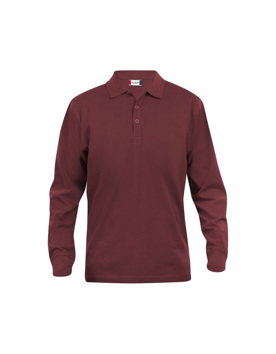 Clique Mens Classic Lincoln Long-Sleeved Polo Shirt - Burgundy