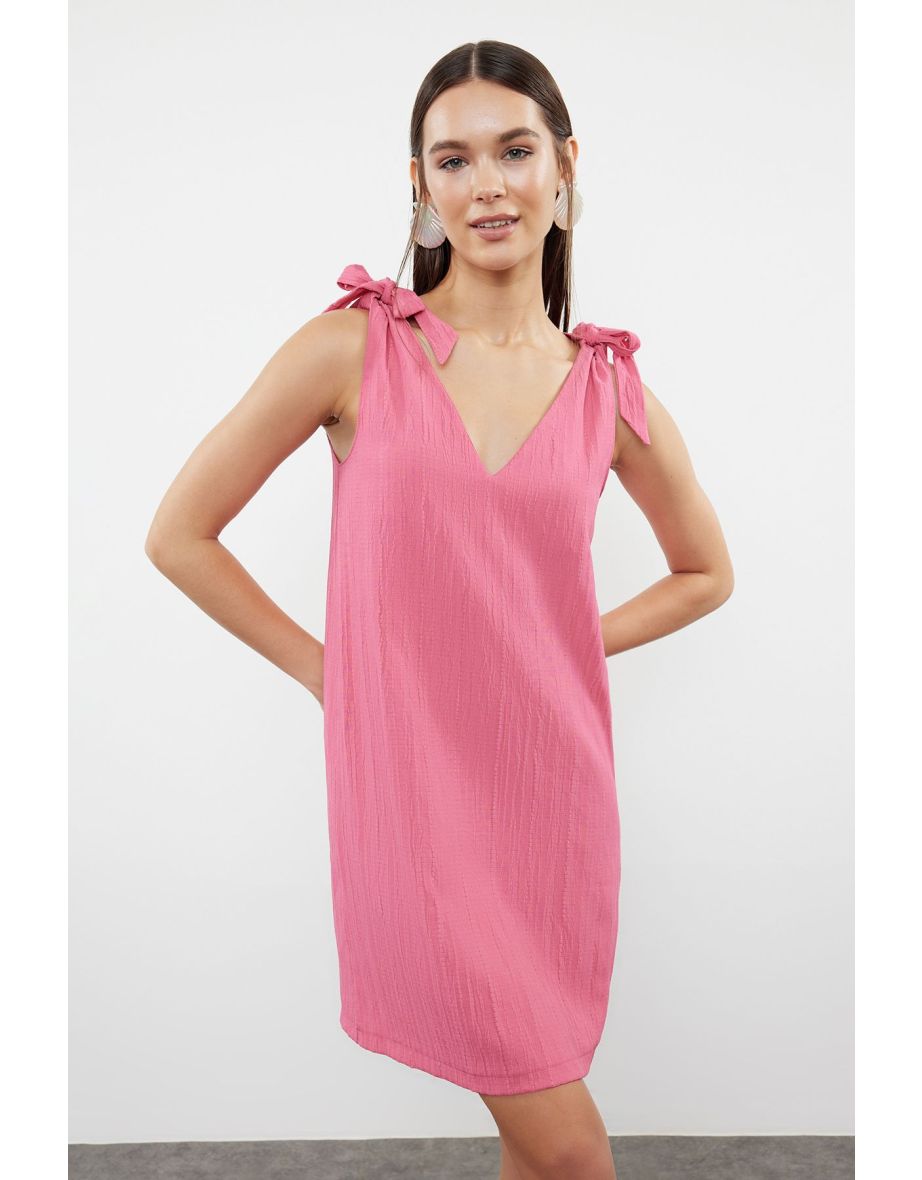 Shop Fuchsia Plain Relaxed Mini Dress Online in Bahrain VogaCloset
